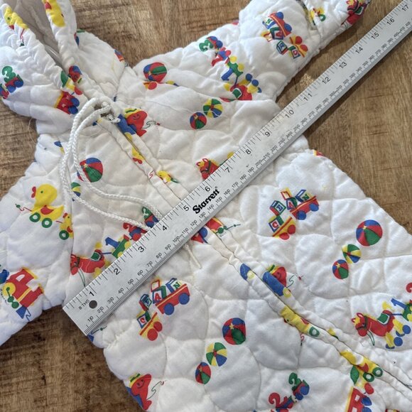 Vintage Baby Boy Girl Pram Bunting Snow Suit Coat 6-12 M  Quilted White Toys - Picture 9 of 11